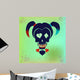 Drawing the face girl with pigtails. Vector hipster skull illustration in bright colors for girls. Suicide Squad. Harley Quinn. Wall Mural