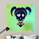 Drawing the face girl with pigtails. Vector hipster skull illustration in bright colors for girls. Suicide Squad. Harley Quinn. Wall Mural