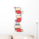Three Red Christmas Sock Wall Decal Sticker Set