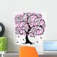 Albero di ciliegio astratto con fiori e farfalle Wall Decal