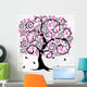 Albero di ciliegio astratto con fiori e farfalle Wall Decal