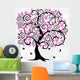 Albero di ciliegio astratto con fiori e farfalle Wall Decal