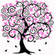 Albero di ciliegio astratto con fiori e farfalle Wall Decal