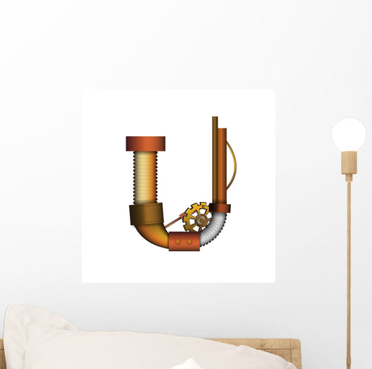 Steampunk Letter White Vector Wall Decal Design 1