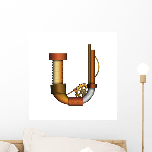 Steampunk Letter White Vector Wall Decal Design 1