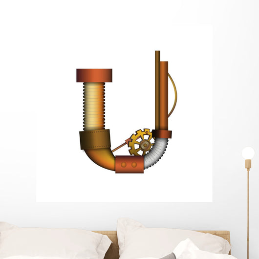 Steampunk Letter White Vector Wall Decal Design 1