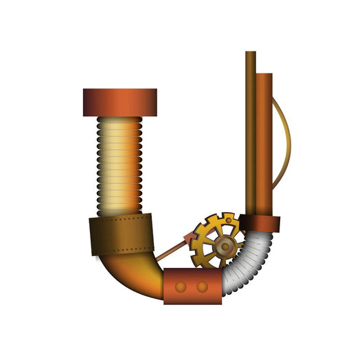 Steampunk Letter White Vector Wall Decal Design 1