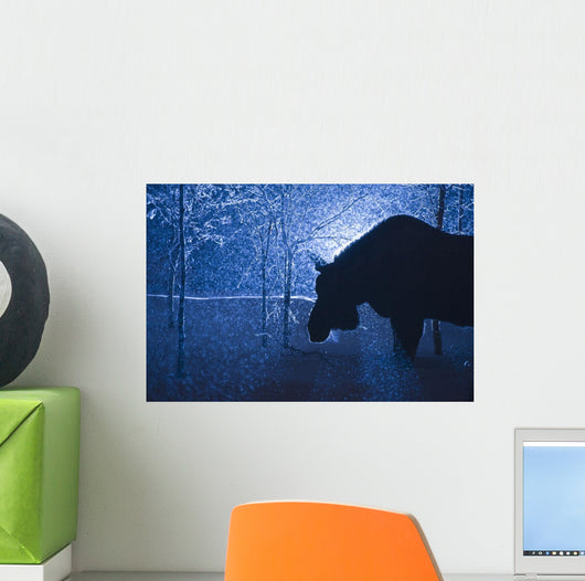 Silhouette Moose Snowstorm Anchorage Wall Decal