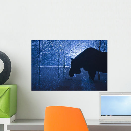 Silhouette Moose Snowstorm Anchorage Wall Decal