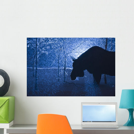 Silhouette Moose Snowstorm Anchorage Wall Decal