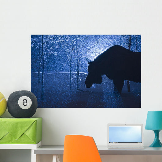Silhouette Moose Snowstorm Anchorage Wall Decal