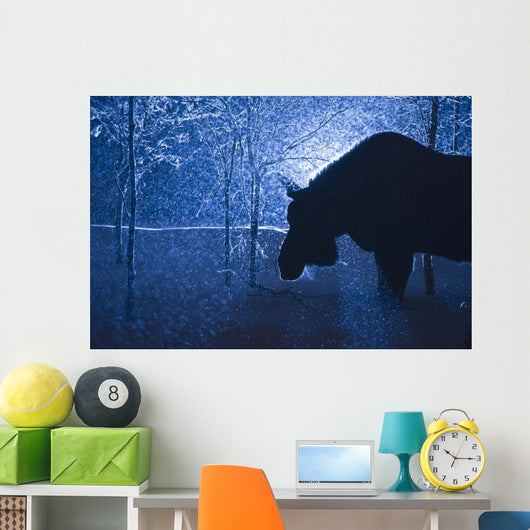 Silhouette Moose Snowstorm Anchorage Wall Decal