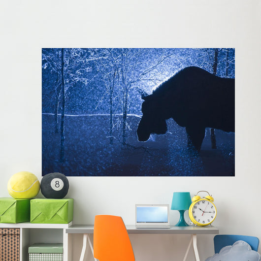 Silhouette Moose Snowstorm Anchorage Wall Decal