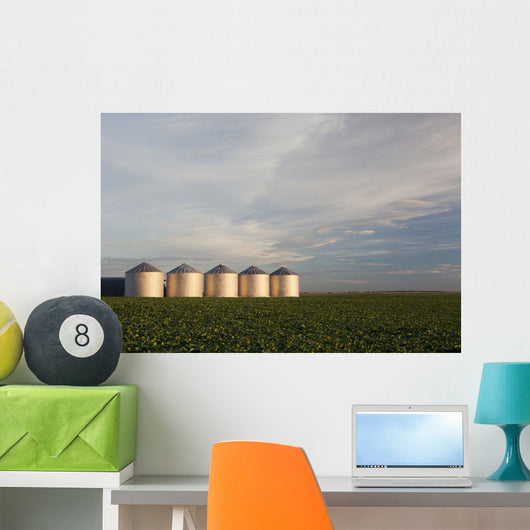 Metal Grain Bins Reflecting Wall Decal Design 2