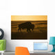 Silhouette Bison Sunset Grasslands Wall Decal Design 2
