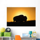 Silhouette Bison Sunset Grasslands Wall Decal Design 1