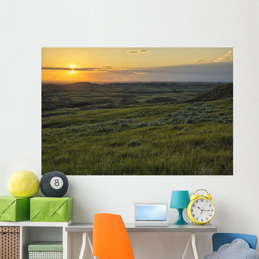 Sunset over Killdeer Badlands Wall Decal Design 2