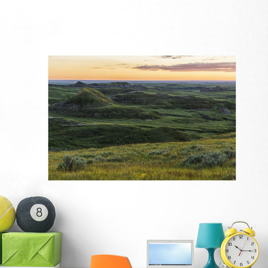Sunset over Killdeer Badlands Wall Decal Design 1