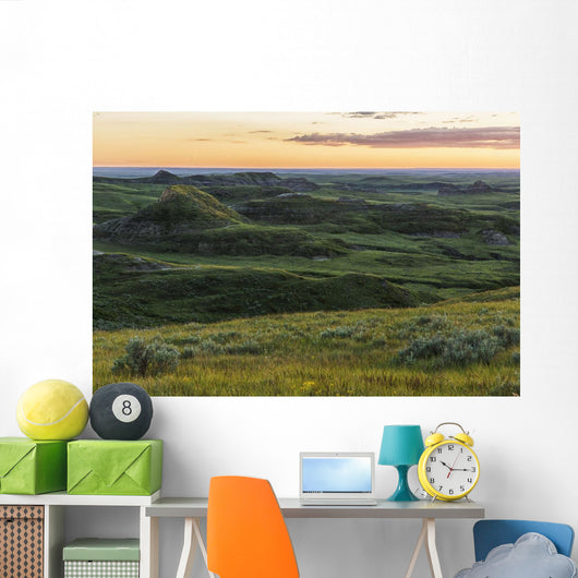 Sunset over Killdeer Badlands Wall Decal Design 1