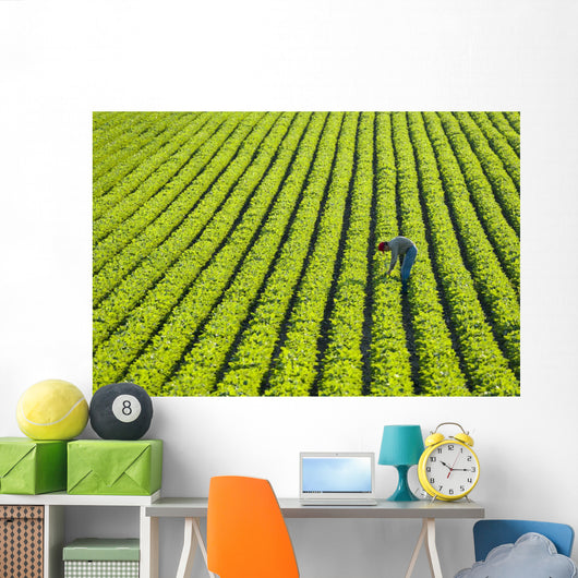 Farmer Walking through Large Wall Decal