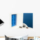 Whitewash Building with Blue Wall Decal