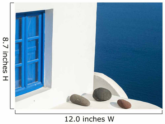 Whitewash Building with Blue Wall Decal