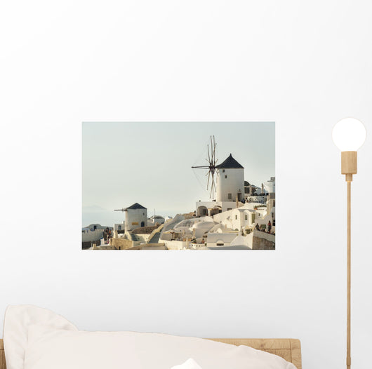 Whitewash Buildings and Windmill Wall Decal Design 3