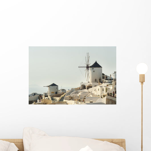 Whitewash Buildings and Windmill Wall Decal Design 3