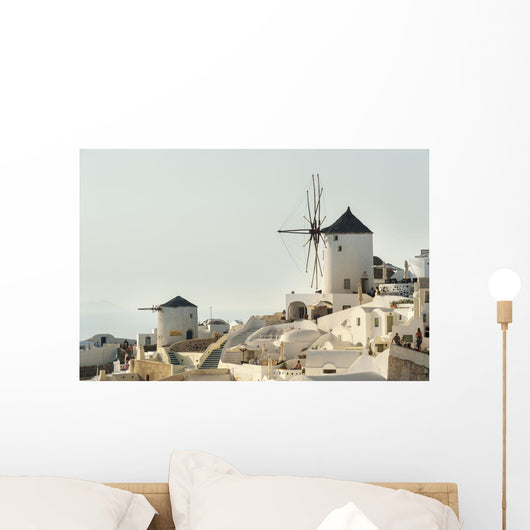 Whitewash Buildings and Windmill Wall Decal Design 3