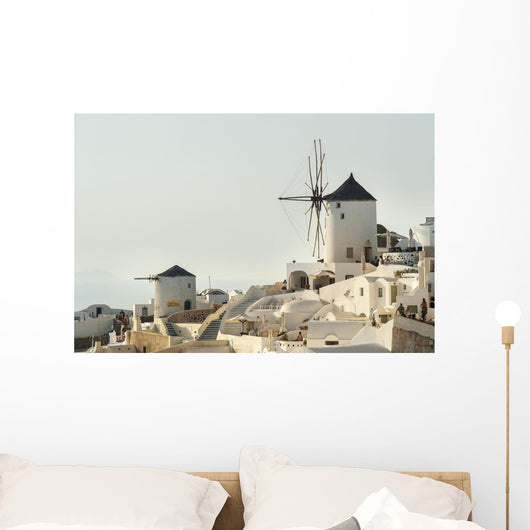 Whitewash Buildings and Windmill Wall Decal Design 3