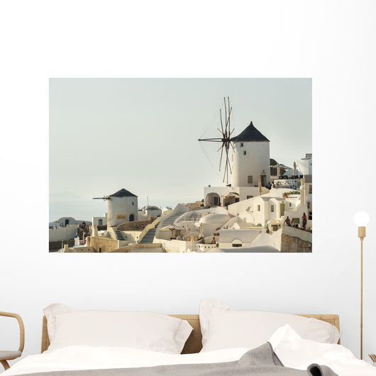 Whitewash Buildings and Windmill Wall Decal Design 3
