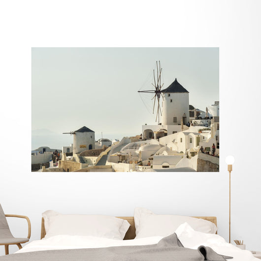 Whitewash Buildings and Windmill Wall Decal Design 3