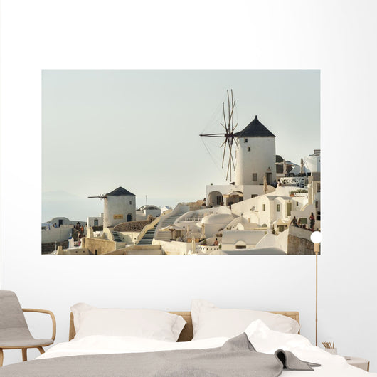 Whitewash Buildings and Windmill Wall Decal Design 3