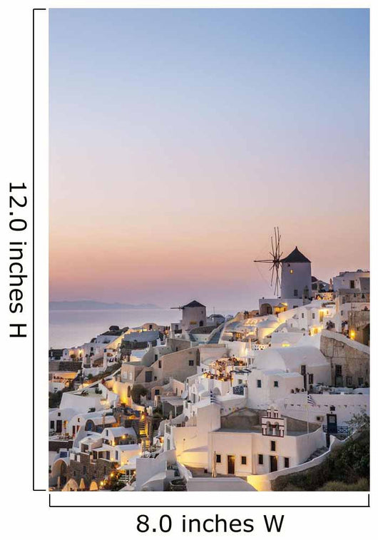 Whitewash Buildings and Windmill Wall Decal Design 1
