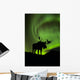 Silhouette of Moose with green Aurora Borealis Wall Mural