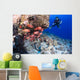 Scuba diver and a school of shoulderbar soldierfish Wall Mural
