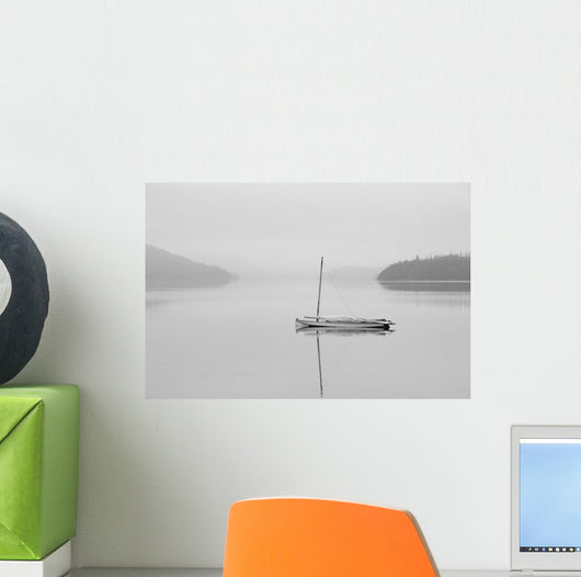 Solitary Sailboat Reflected Misty Wall Decal