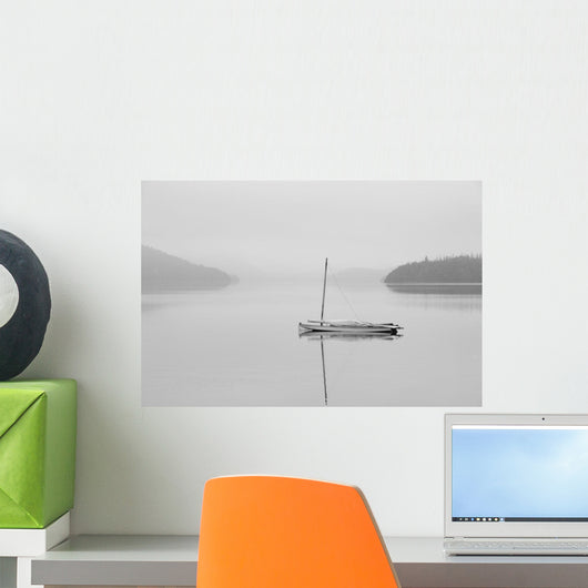 Solitary Sailboat Reflected Misty Wall Decal