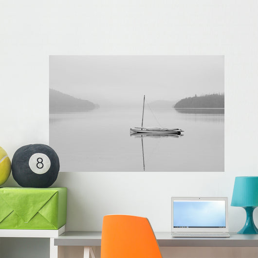 Solitary Sailboat Reflected Misty Wall Decal