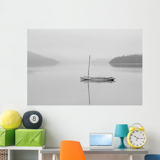 Solitary Sailboat Reflected Misty Wall Decal