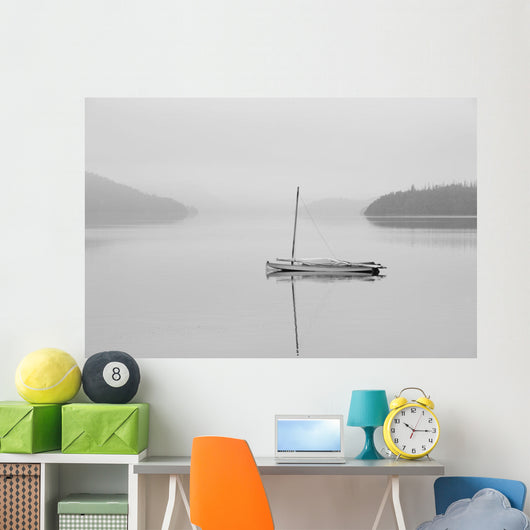 Solitary Sailboat Reflected Misty Wall Decal