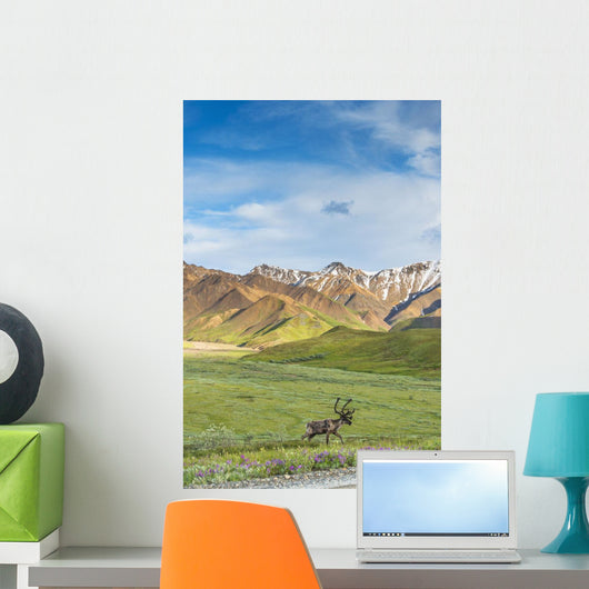 Bull Caribou Approaching Park Wall Decal Design 1