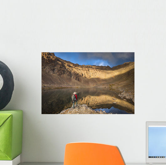 Male Hiker Enjoying Hidden Wall Decal