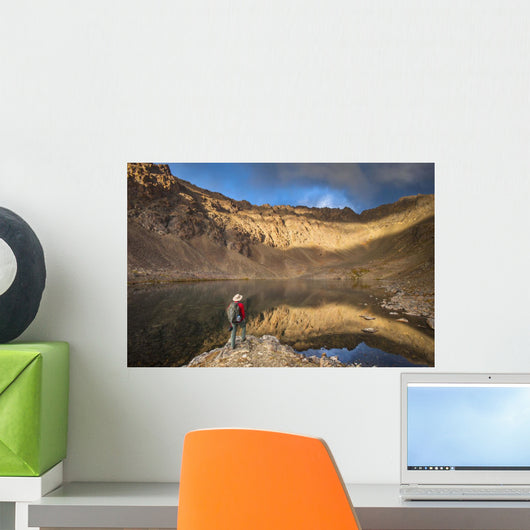 Male Hiker Enjoying Hidden Wall Decal