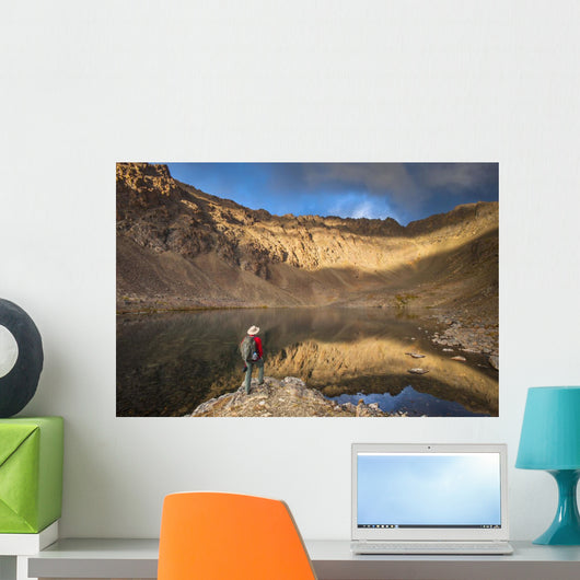 Male Hiker Enjoying Hidden Wall Decal