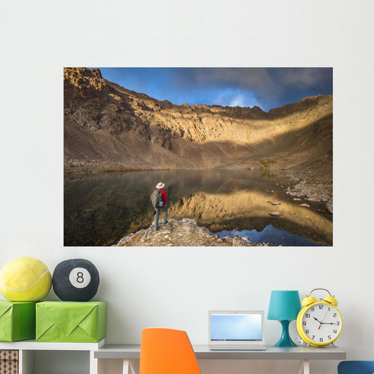 Male Hiker Enjoying Hidden Wall Decal