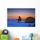 Backpacker Warms His Hands Wall Decal