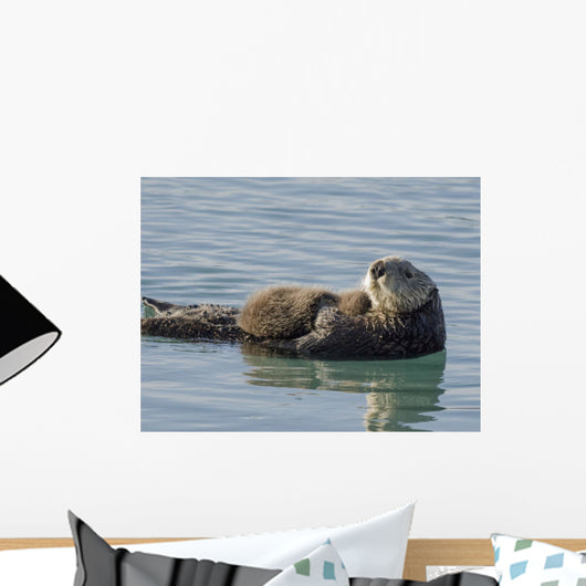 Sea Otter Female with Wall Decal