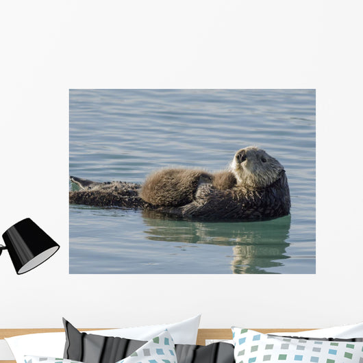 Sea Otter Female with Wall Decal