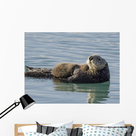 Sea Otter Female with Wall Decal